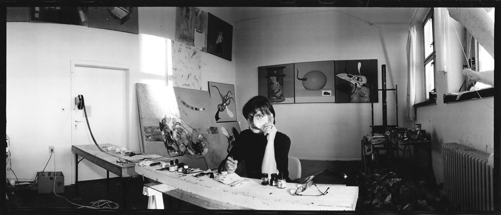 Atelier: selbstgebaute Anlage zum Filmübermalen © M. de Ruiter 