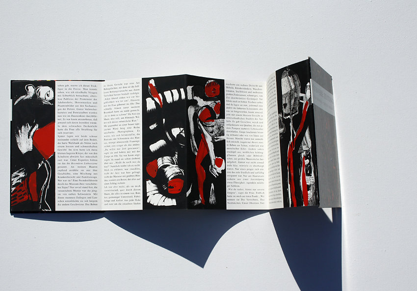 Originalgrafisches Buch „Schwere Zeitung“, Offset / Siebdruck zu einem Text von Durs Grünbein, Verlag Mariannenpresse, Berlin, 1992